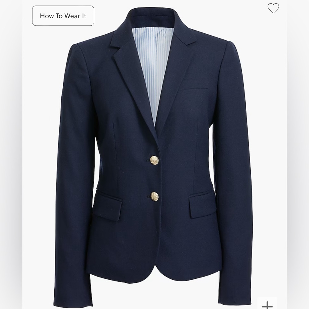J Crew Classic Original Schoolboy Blazer Wool Navy Size 2 Small‎
